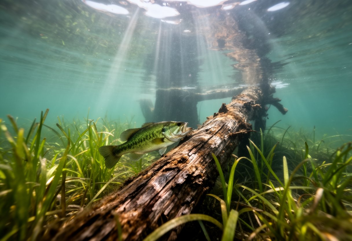 Largemouth bass underwater profile