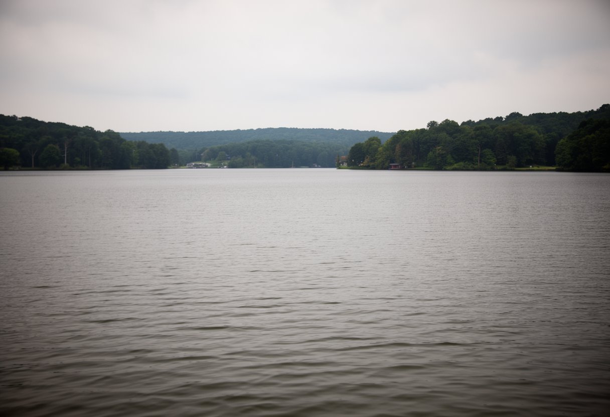 Open freshwater lake with distant shoreline showing the scale of lake fishing environment