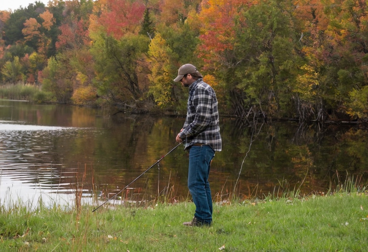 Angler on bank working a jerkbait, rod-tip action