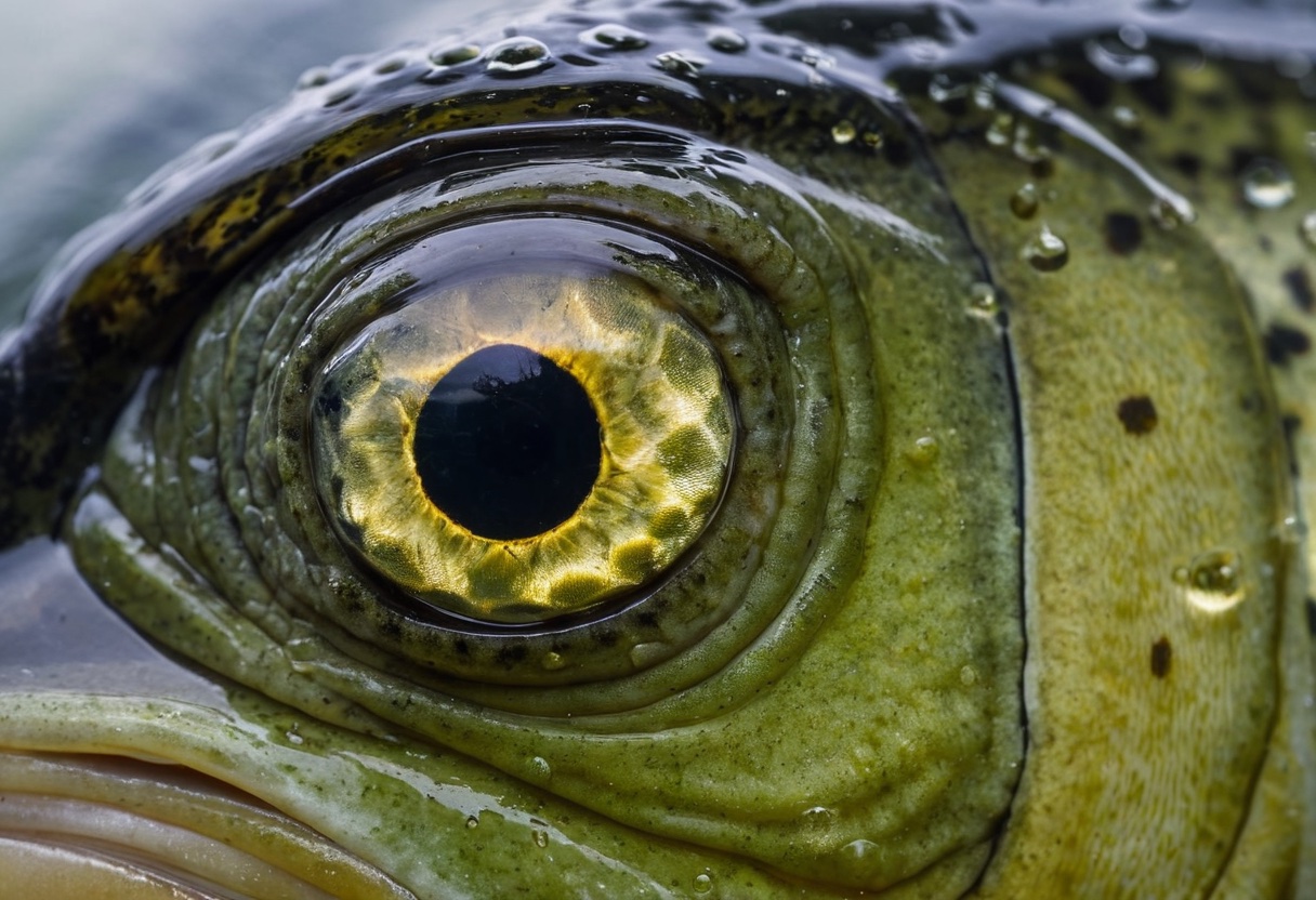 Close-up of a walleye's distinctive opaque, glassy eye