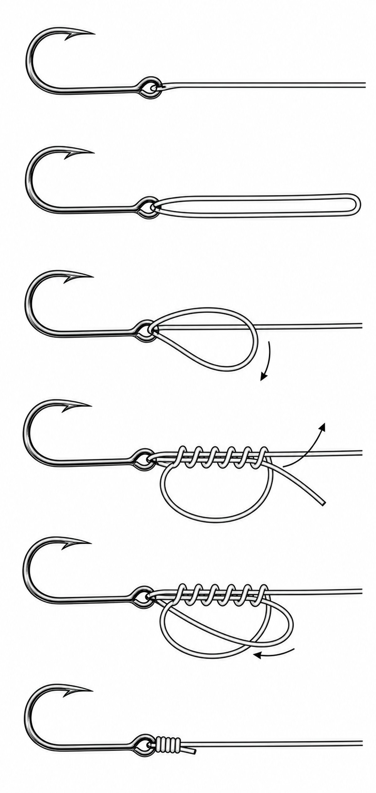 How to tie the Improved Clinch fishing knot — 7 step diagram