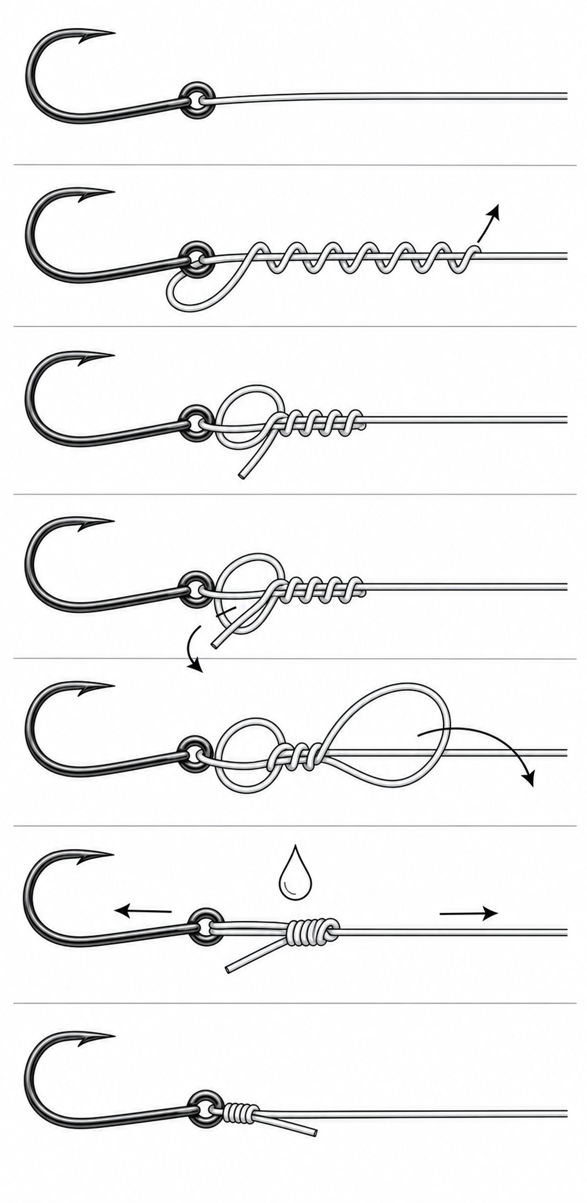 How to tie the Uni fishing knot — 6 step diagram