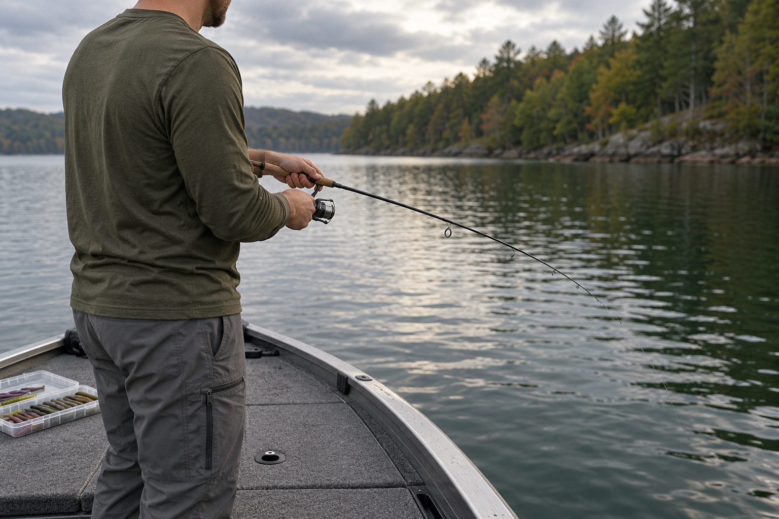 Angler shaking a spinning rod tip while dragging a finesse rig